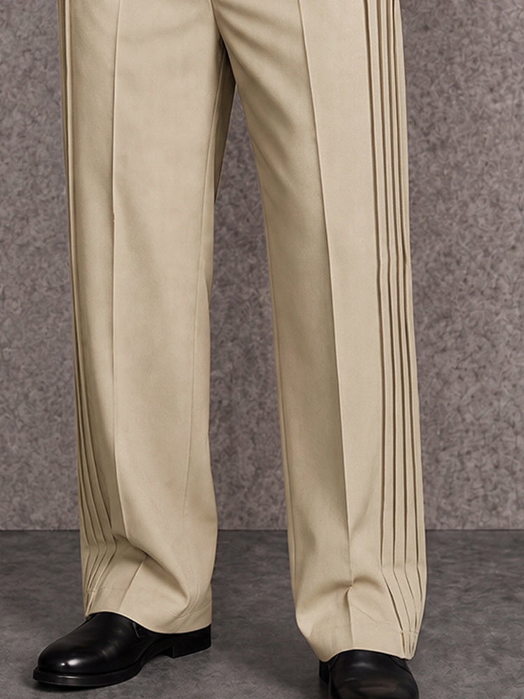 Pantalón ancho plisado smart casual