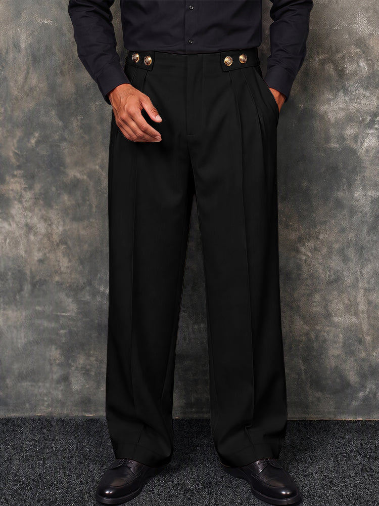 Pantalón ancho smart casual con doble botón