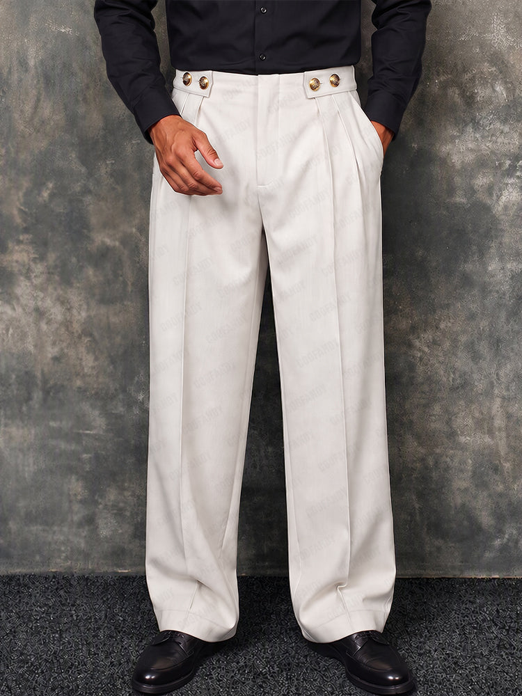 Pantalón ancho smart casual con doble botón