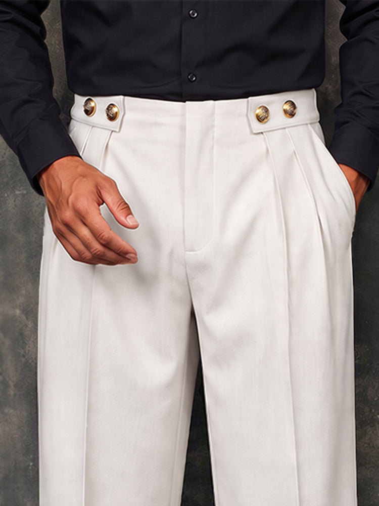 Pantalón ancho smart casual con doble botón