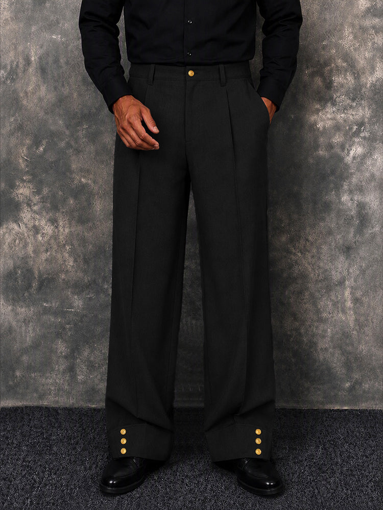 Pantalón ancho moderno con puño de botón