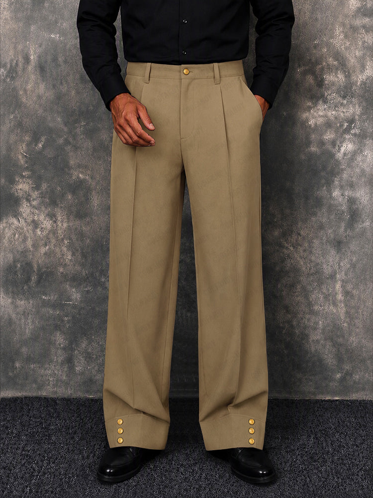 Pantalón ancho moderno con puño de botón