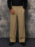 Pantalón ancho moderno con puño de botón