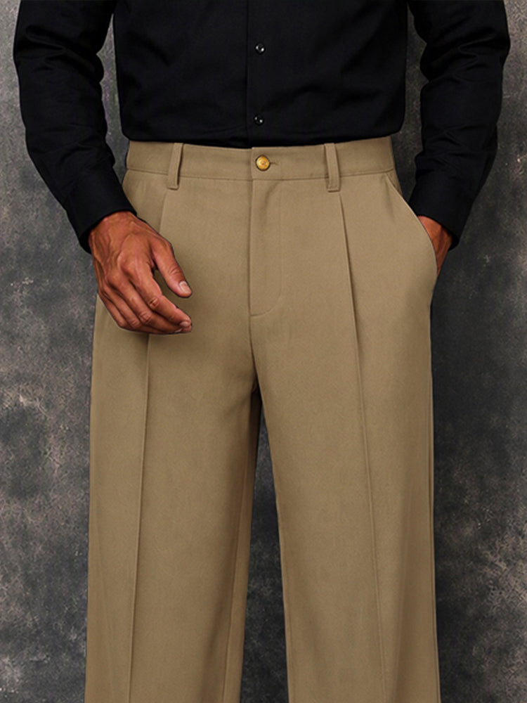 Pantalón ancho moderno con puño de botón
