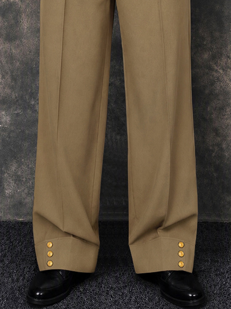 Pantalón ancho moderno con puño de botón