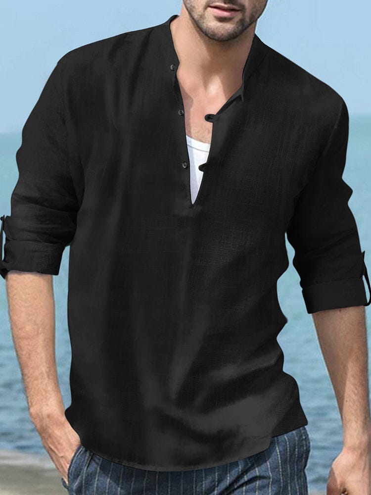 Camisa de playa henley de manga larga
