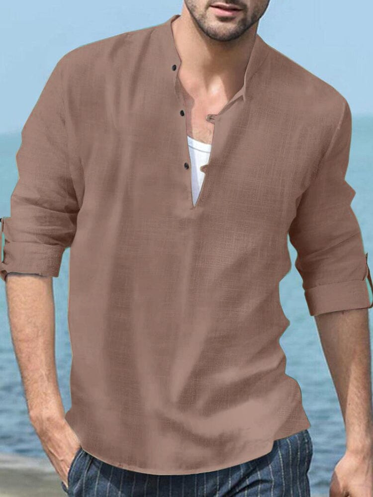 Camisa de playa henley de manga larga