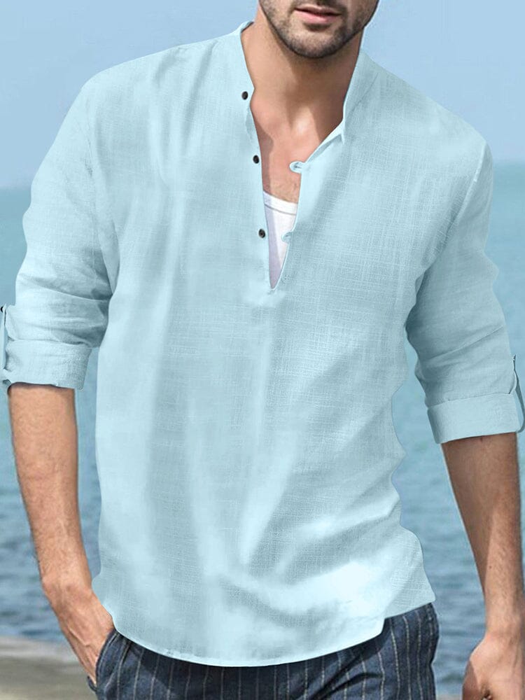Camisa de playa henley de manga larga