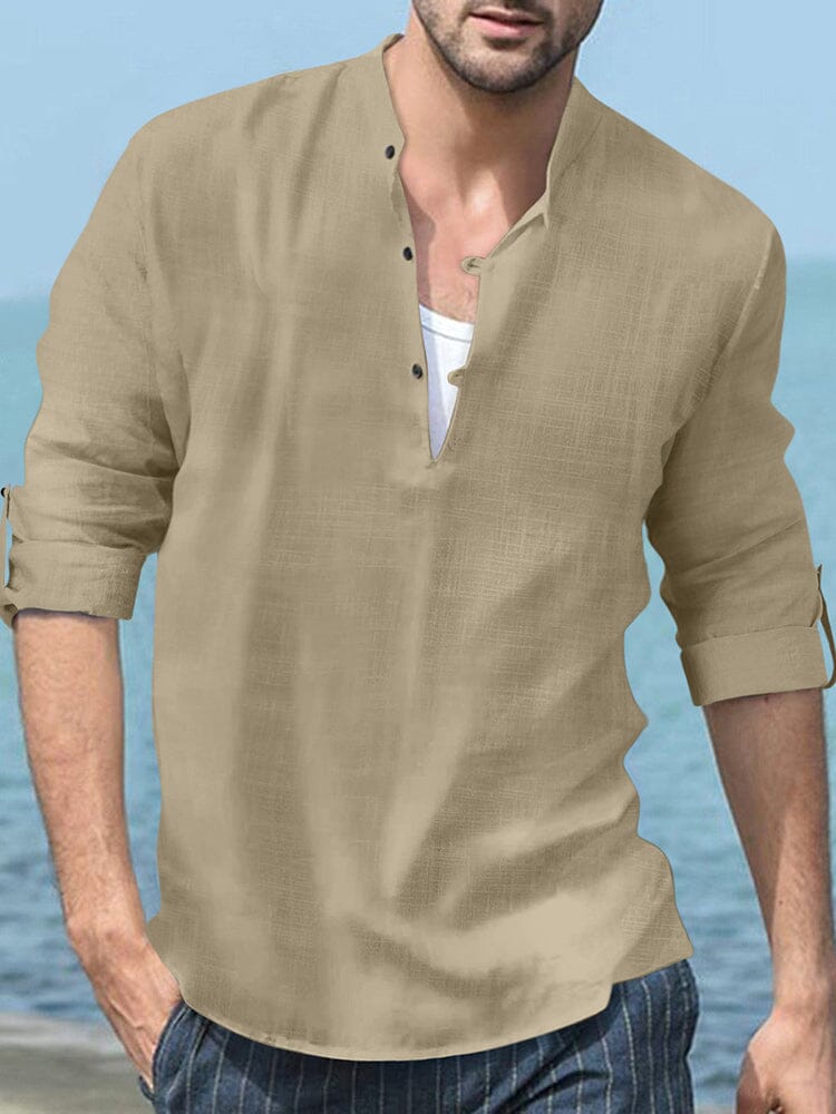 Camisa de playa henley de manga larga