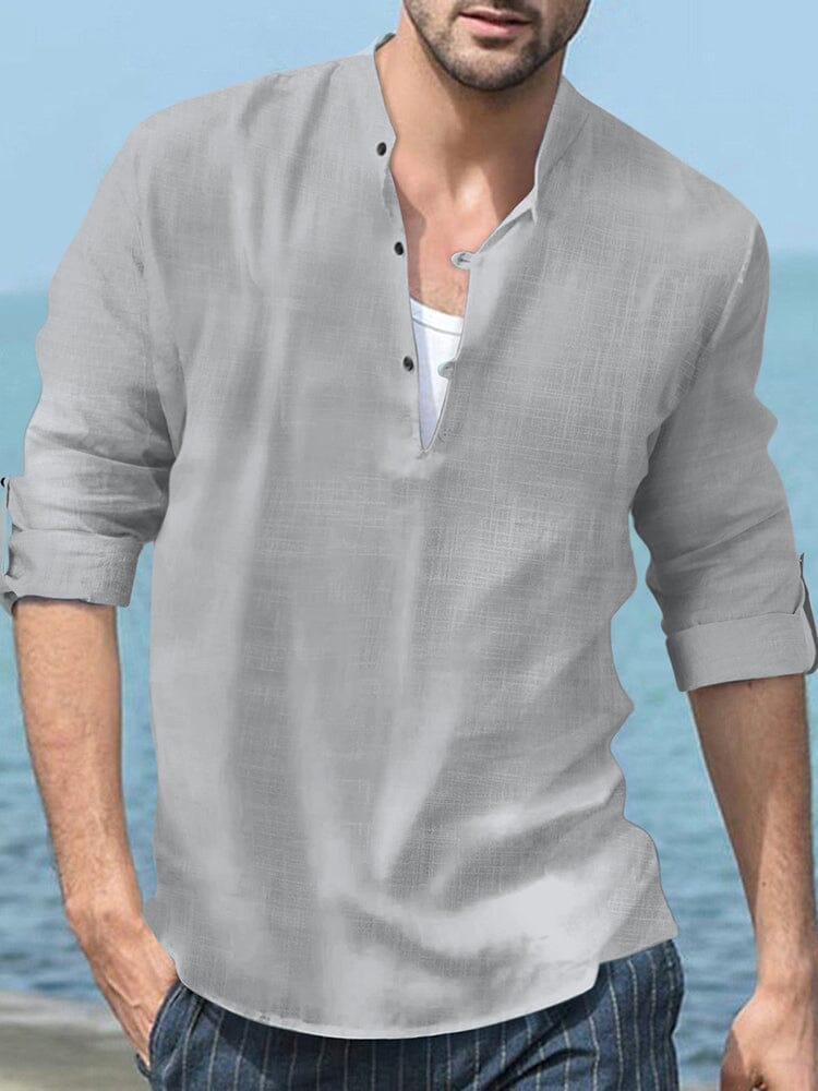 Camisa de playa henley de manga larga
