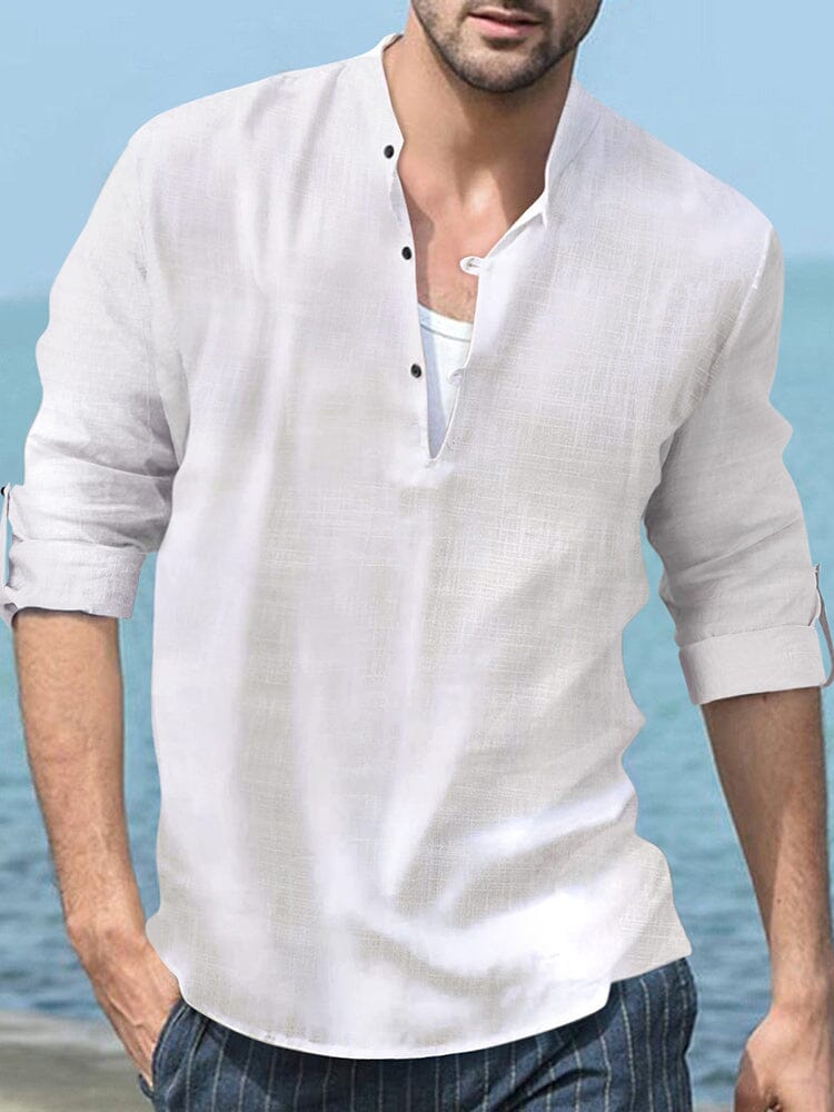 Camisa de playa henley de manga larga