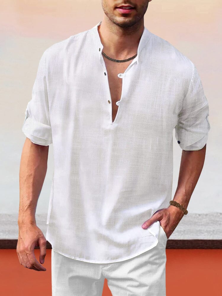 Camisa de playa henley de manga larga
