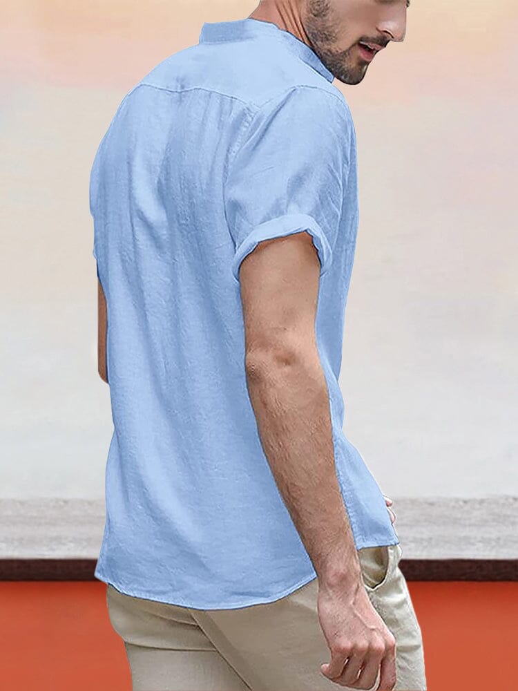 Camisa clásica casual de algodón y lino