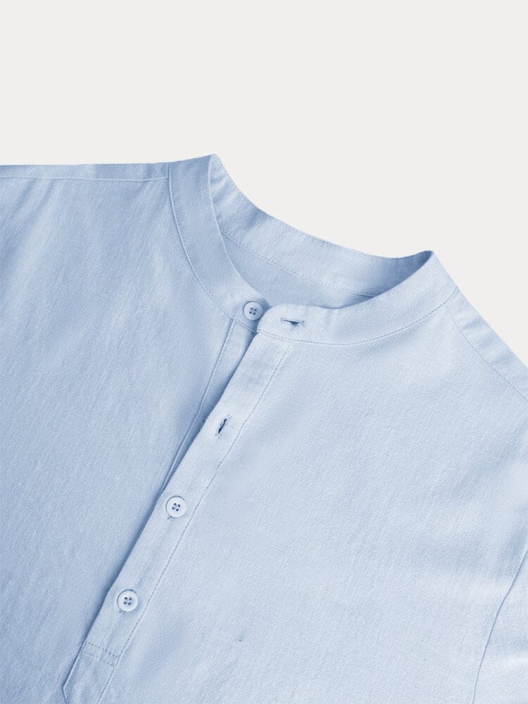 Camisa casual de algodón y lino de manga larga