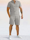 Conjunto casual de polo y shorts en color liso