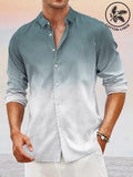 Camisa casual de algodón y lino con degradado