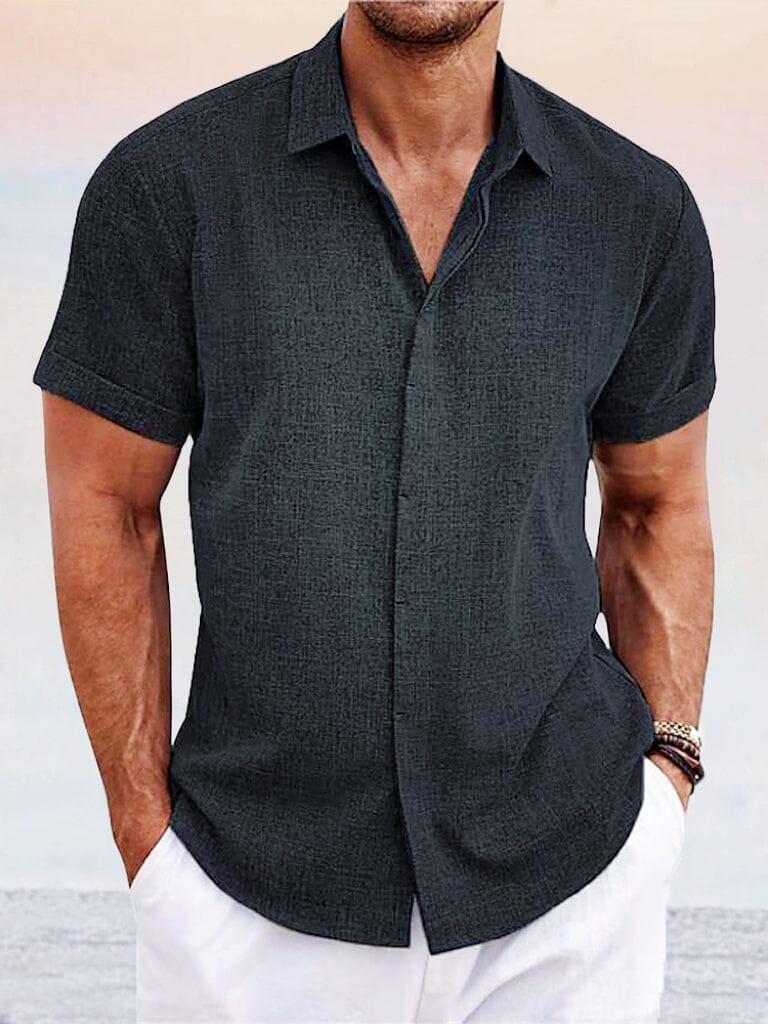 Camisa casual de algodón y lino