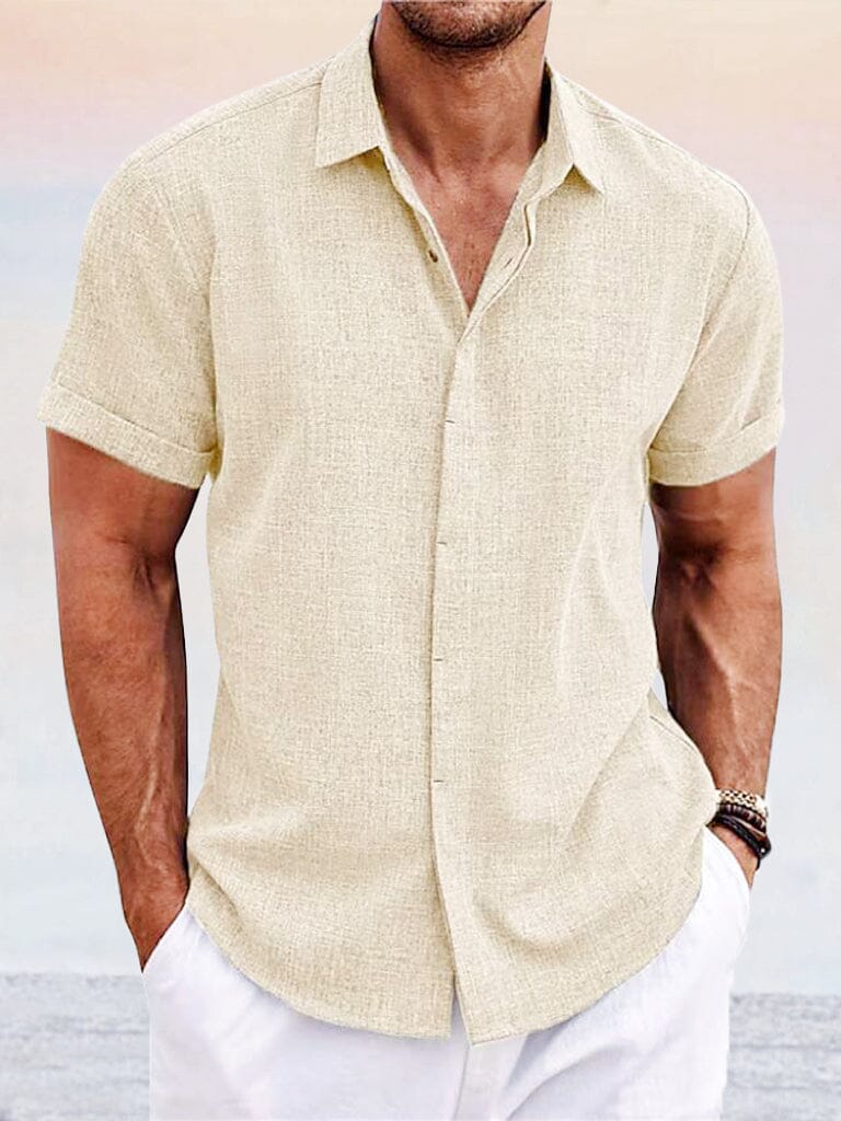 Camisa casual de algodón y lino