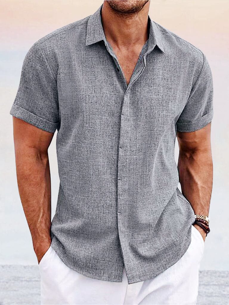 Camisa casual de algodón y lino
