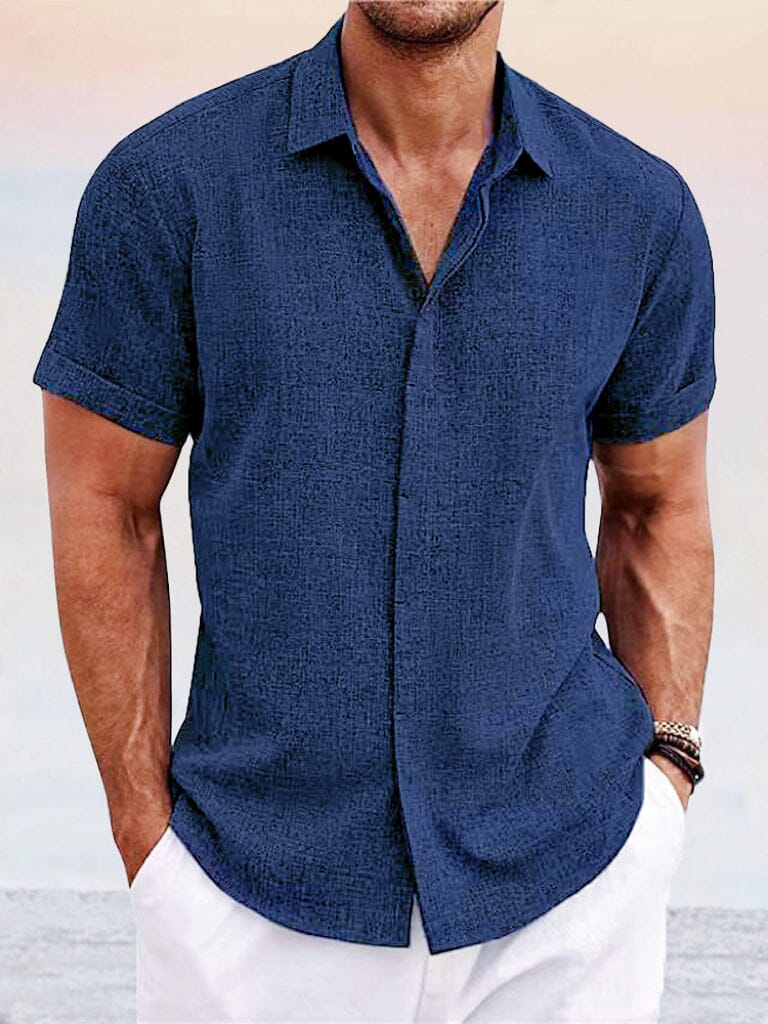 Camisa casual de algodón y lino