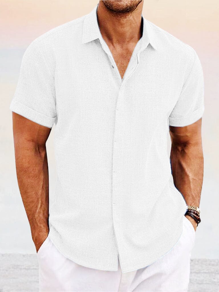 Camisa casual de algodón y lino