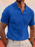Camisa waffle sencilla y transpirable con solapa