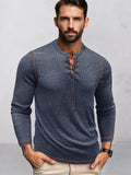 Camisa henley con canalé y cordón de contraste