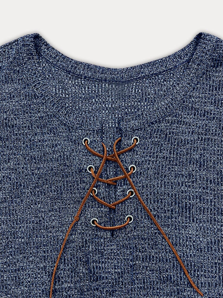 Camisa henley con canalé y cordón de contraste