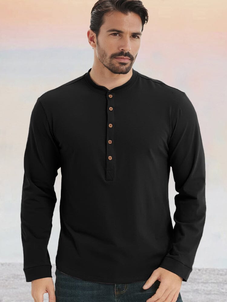 Camisa henley esencial de algodón 100%