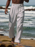 Pantalón recto minimalista de algodón y lino