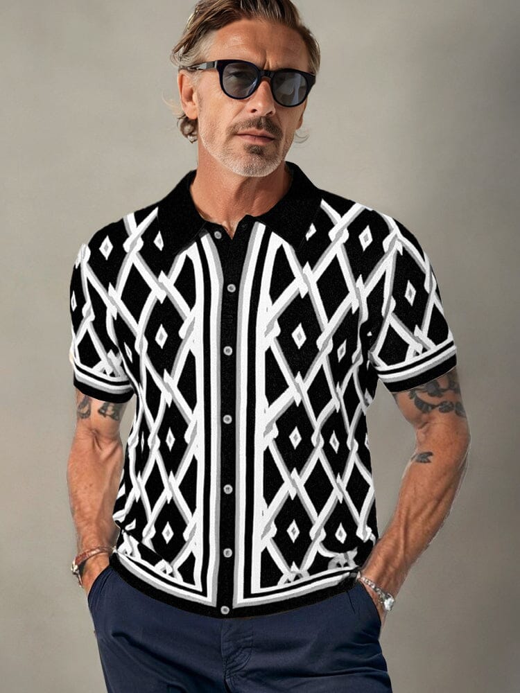 Camisa de punto con estampado geométrico vintage