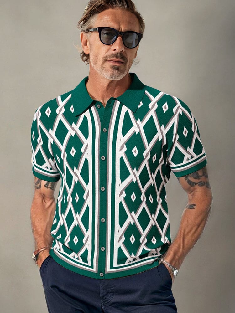 Camisa de punto con estampado geométrico vintage