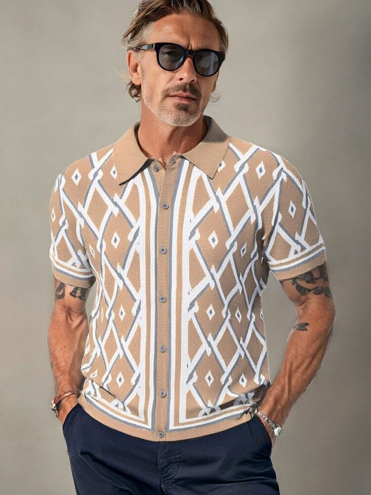 Camisa de punto con estampado geométrico vintage