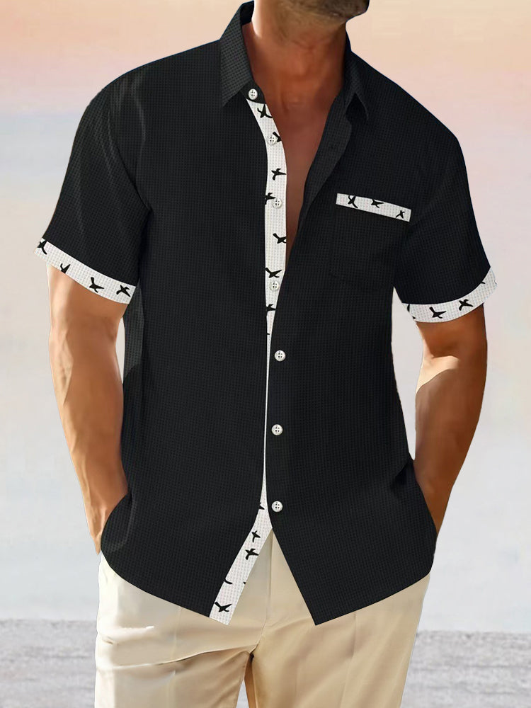Camisa de punto gofre en bloques de color