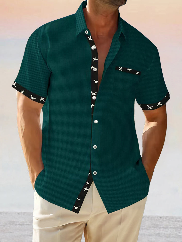 Camisa de punto gofre en bloques de color