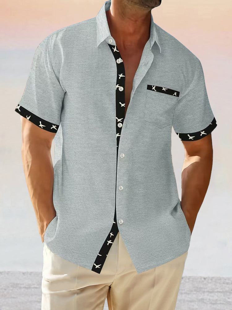 Camisa de punto gofre en bloques de color