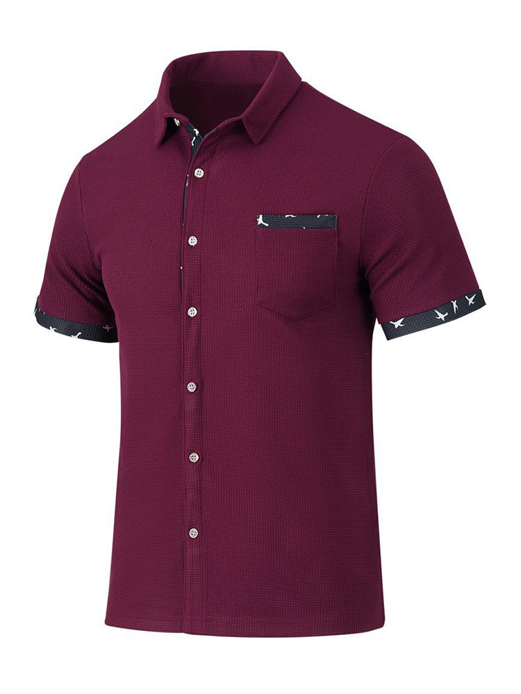 Camisa de punto gofre en bloques de color