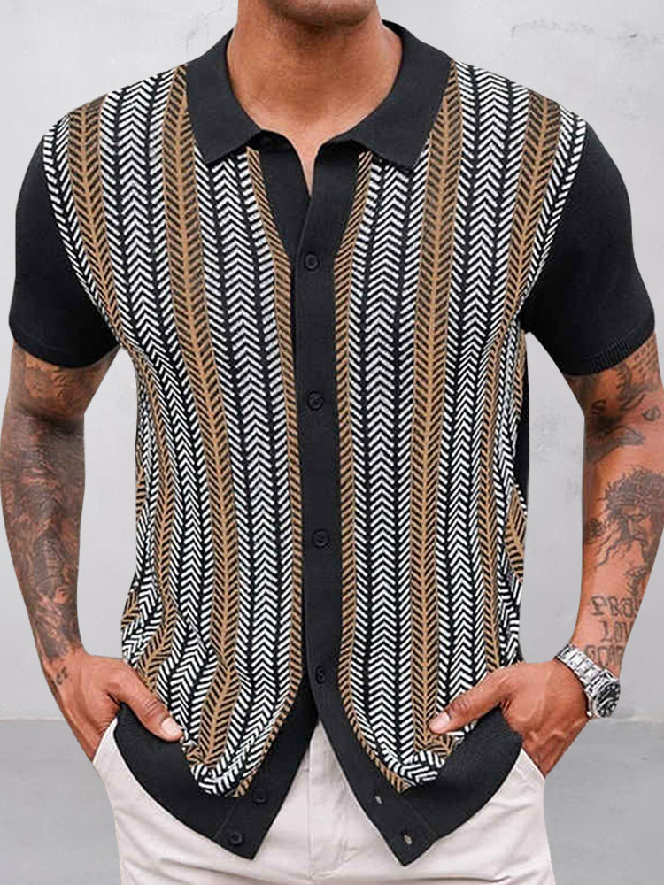 Camisa de punto jacquard casual de verano