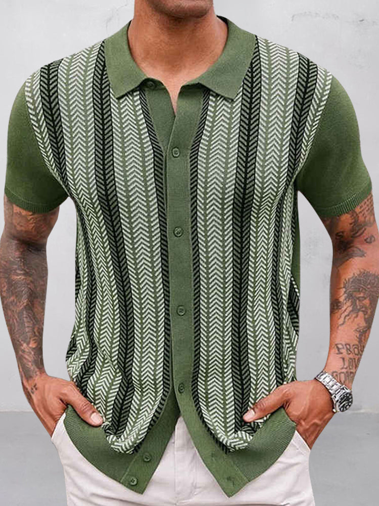 Camisa de punto jacquard casual de verano