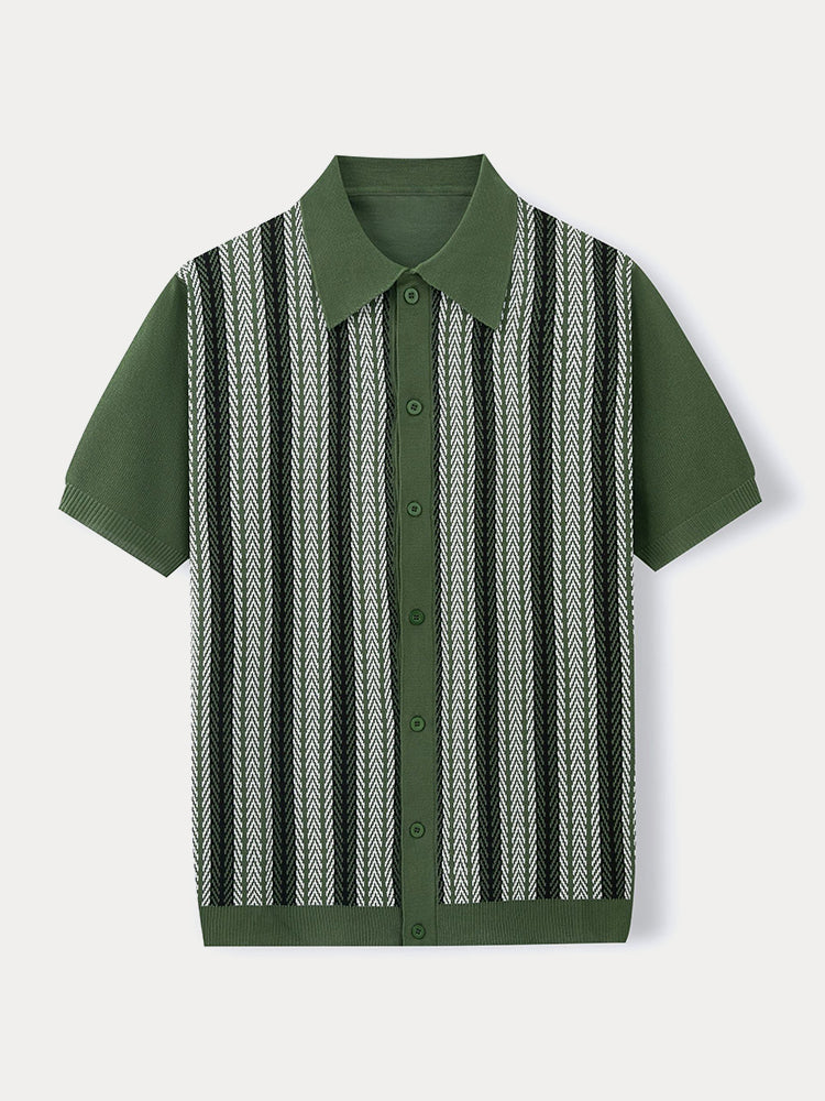 Camisa de punto jacquard casual de verano