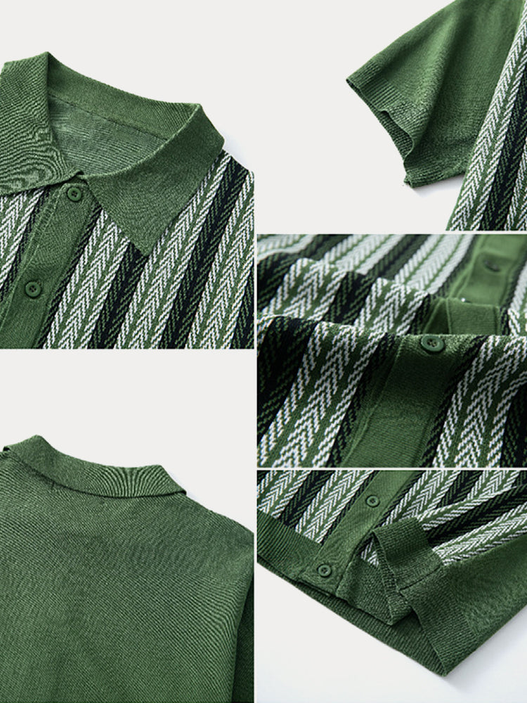 Camisa de punto jacquard casual de verano