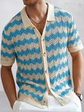 Camisa de punto con calado jacquard estilo ondas