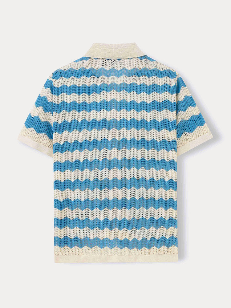 Camisa de punto con calado jacquard estilo ondas