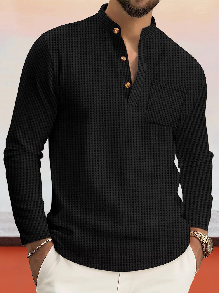 Camisa henley de punto gofre cómoda
