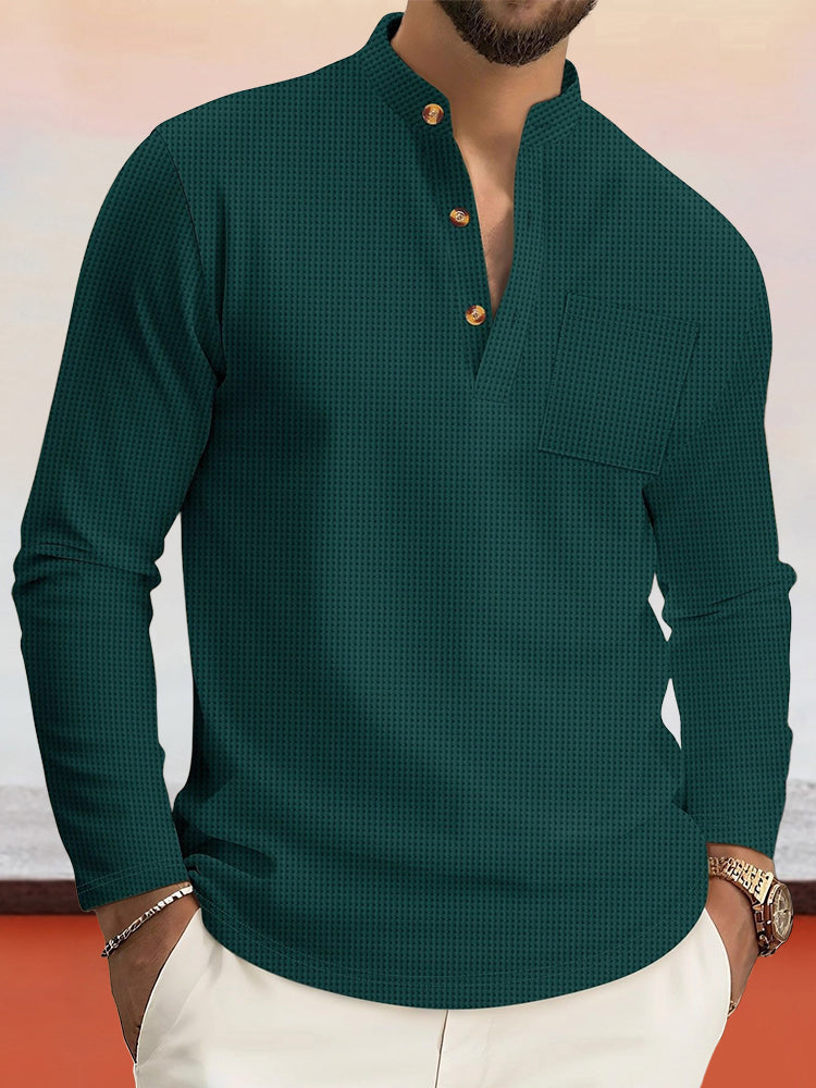 Camisa henley de punto gofre cómoda
