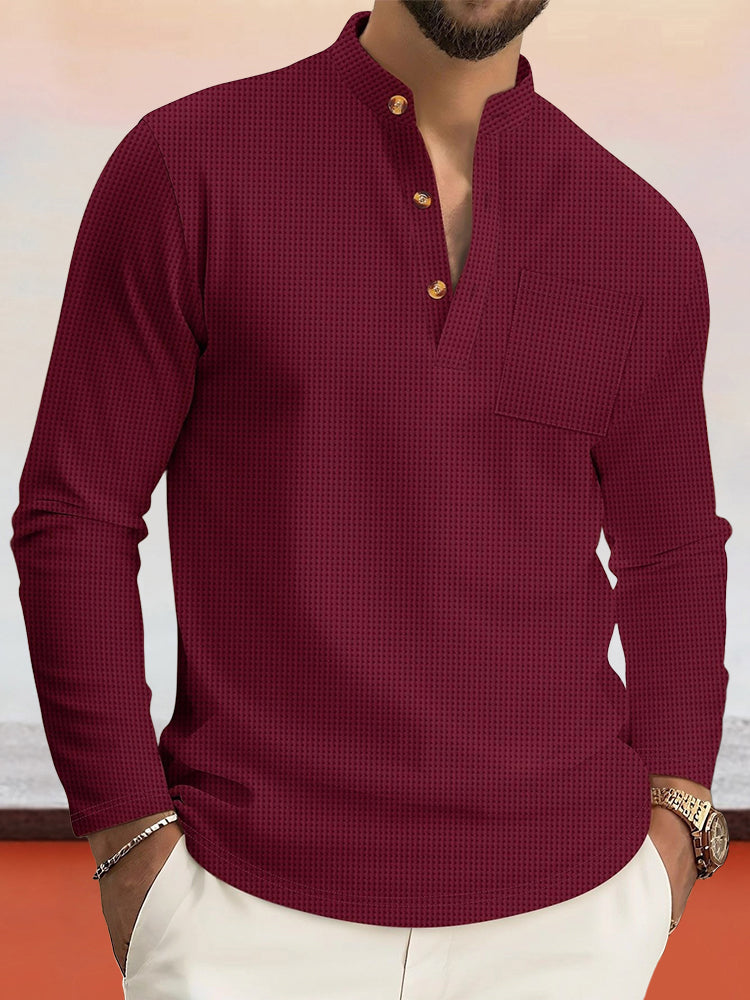 Camisa henley de punto gofre cómoda