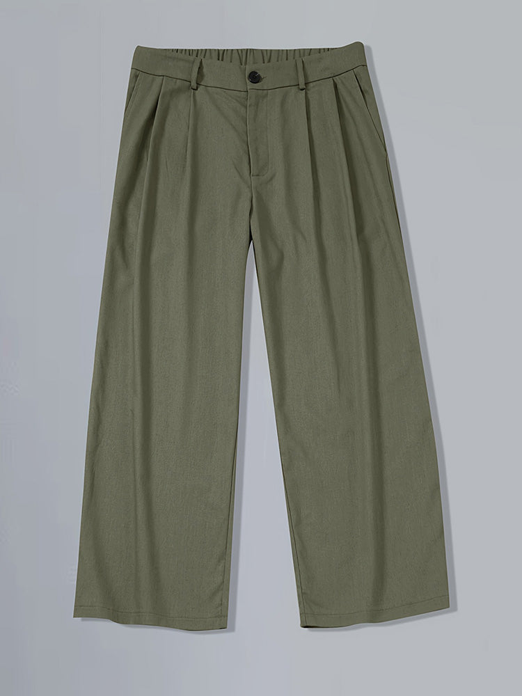 Pantalón ancho de lino lavado plisado