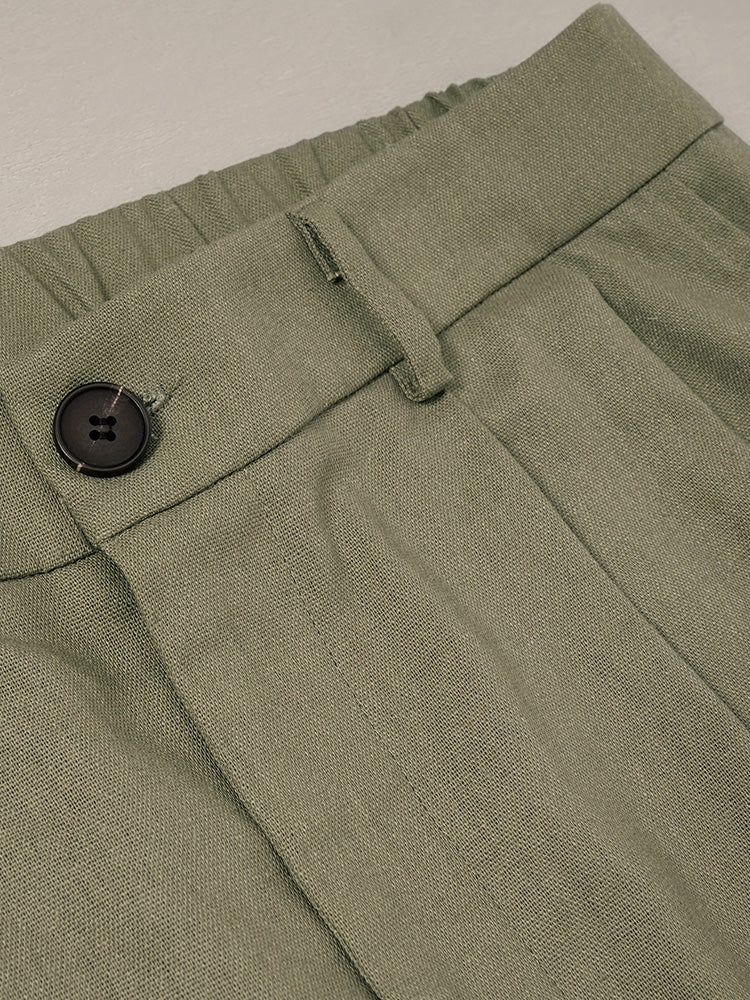 Pantalón ancho de lino lavado plisado