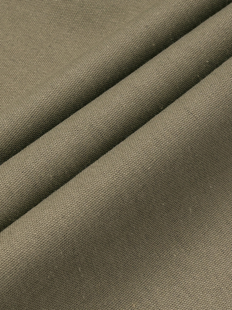 Pantalón ancho de lino lavado plisado