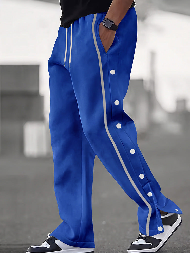 Pantalón deportivo ancho retro con botones a presión